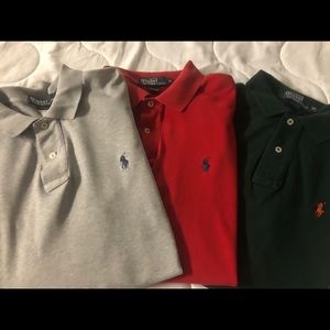 (3) Fitted used Medium Ralph Lauren Polo shirts.